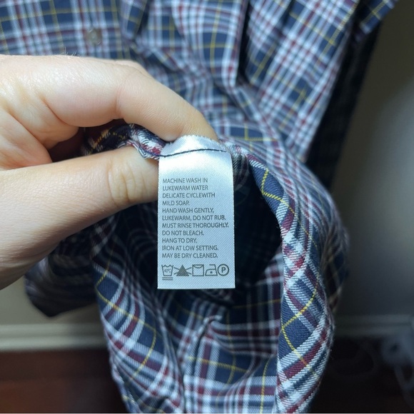 NWT Vieylla Men Navy plaid wool cotton blend long sleeve button down shirt in 3X - Picture 7 of 9